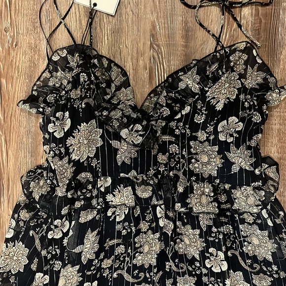 Chelsea28 Sleeveless Tiered Ruffle Mini Dress Blue Small - Picture 6 of 8